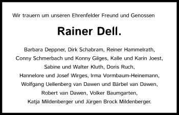 Anzeige von Rainer Dell von Kölner Stadt-Anzeiger / Kölnische Rundschau / Express