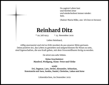 Anzeige von Reinhard Ditz von Kölner Stadt-Anzeiger / Kölnische Rundschau / Express