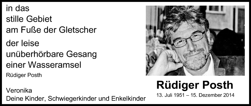  Traueranzeige für Rüdiger Posth vom 18.12.2021 aus Kölner Stadt-Anzeiger / Kölnische Rundschau / Express