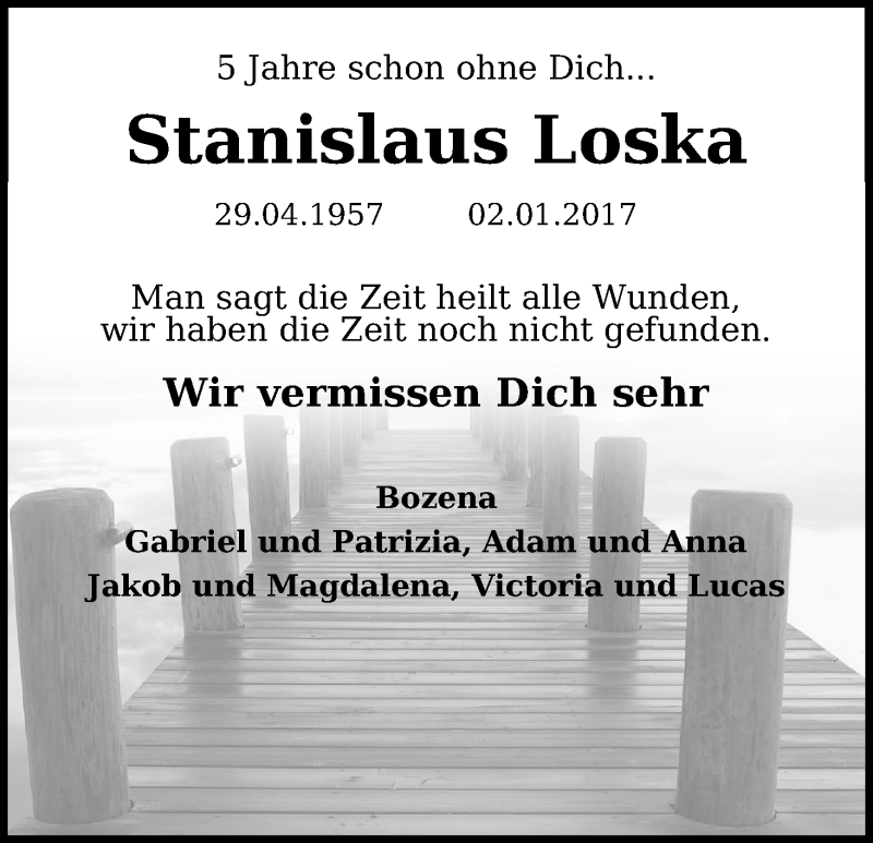  Traueranzeige für Stanislaus Loska vom 29.12.2021 aus Kölner Stadt-Anzeiger / Kölnische Rundschau / Express
