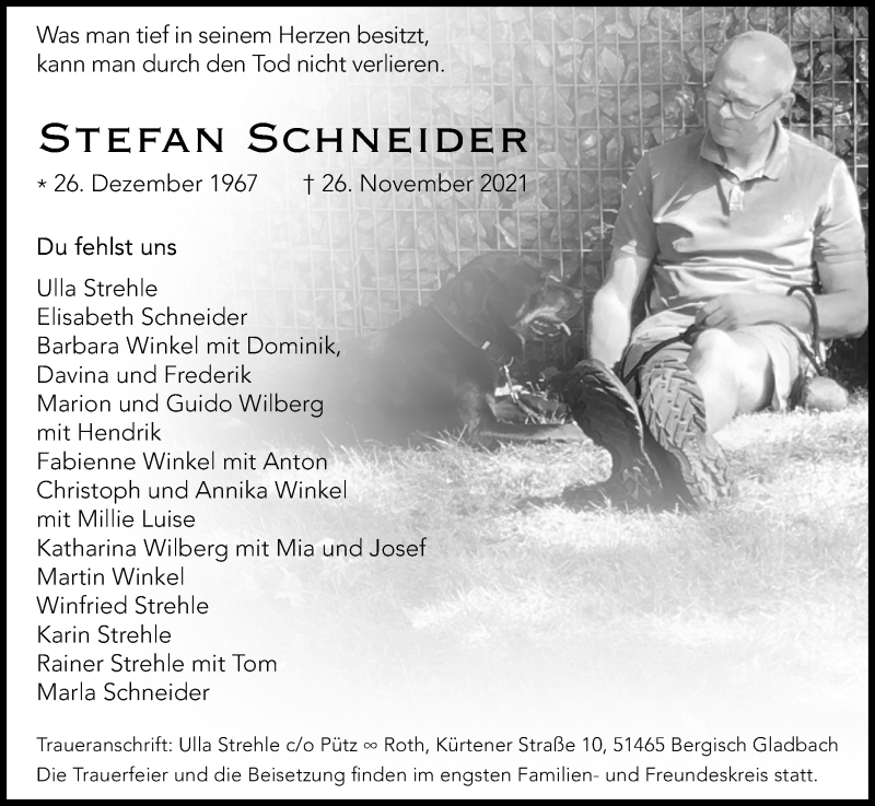  Traueranzeige für Stefan Schneider vom 18.07.2023 aus Kölner Stadt-Anzeiger / Kölnische Rundschau / Express