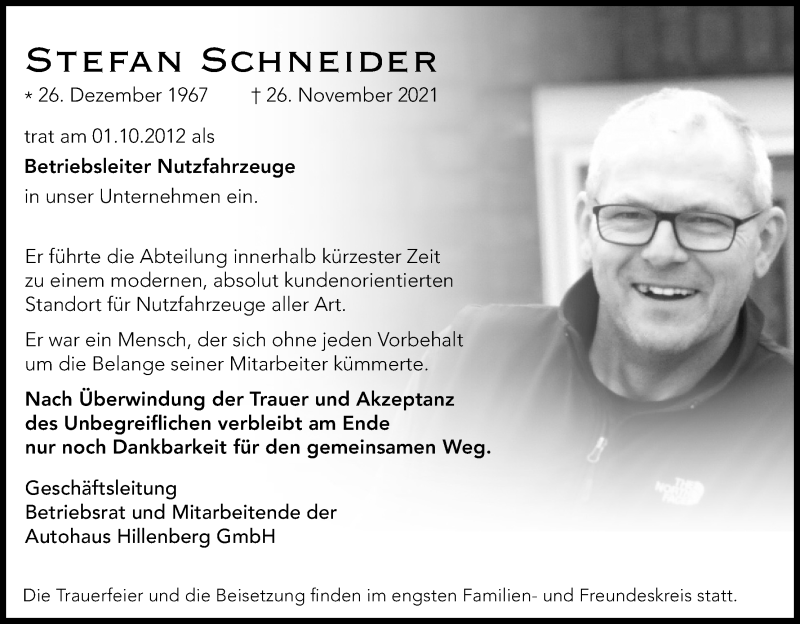  Traueranzeige für Stefan Schneider vom 04.12.2021 aus Kölner Stadt-Anzeiger / Kölnische Rundschau / Express