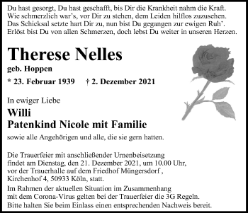 Anzeige von Therese Nelles von Kölner Stadt-Anzeiger / Kölnische Rundschau / Express