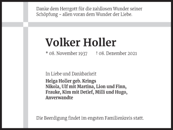 Anzeige von Volker Holler von Kölner Stadt-Anzeiger / Kölnische Rundschau / Express