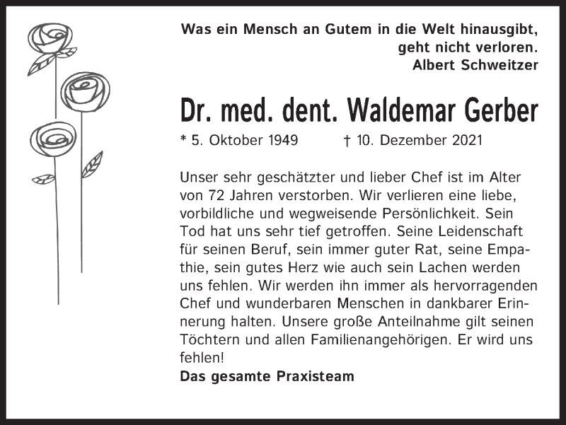  Traueranzeige für Waldemar Gerber vom 18.07.2023 aus Kölner Stadt-Anzeiger / Kölnische Rundschau / Express