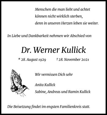 Anzeige von Werner Kullick von Kölner Stadt-Anzeiger / Kölnische Rundschau / Express