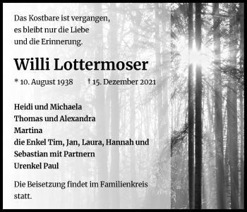 Anzeige von Willi Lottermoser von Kölner Stadt-Anzeiger / Kölnische Rundschau / Express