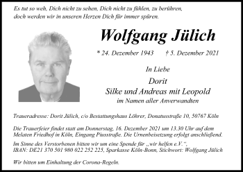 Anzeige von Wolfgang Jülich von Kölner Stadt-Anzeiger / Kölnische Rundschau / Express
