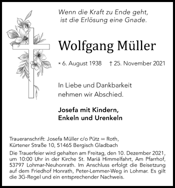 Anzeige von Wolfgang Müller von Kölner Stadt-Anzeiger / Kölnische Rundschau / Express