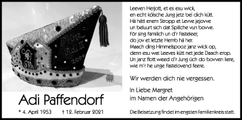 Anzeige von Adi Paffendorf von Kölner Stadt-Anzeiger / Kölnische Rundschau / Express