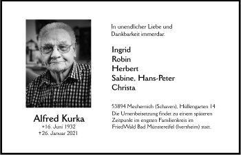 Anzeige von Alfred Kurka von  Blickpunkt Euskirchen 