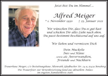 Anzeige von Alfred Meiger von Kölner Stadt-Anzeiger / Kölnische Rundschau / Express