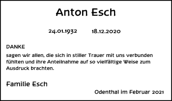 Anzeige von Anton Esch von Kölner Stadt-Anzeiger / Kölnische Rundschau / Express
