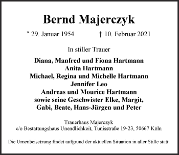 Anzeige von Bernd Majerczyk von  Bergisches Handelsblatt 