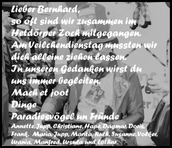 Anzeige von Bernhard  von Kölner Stadt-Anzeiger / Kölnische Rundschau / Express
