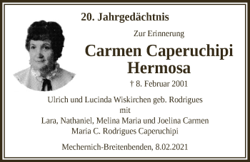Anzeige von Carmen Caperuchipi Hermosa von  Blickpunkt Euskirchen 