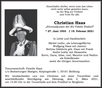 Anzeige von Christian Haas von  Werbepost 
