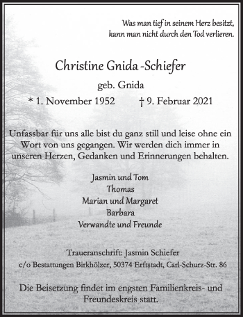 Anzeige von Christine Gnida-Schiefer von  Werbepost 