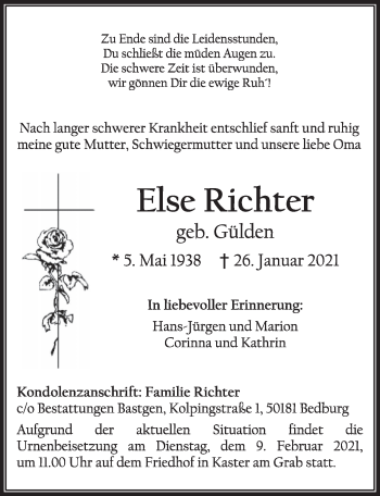 Anzeige von Else Richter von  Werbepost 