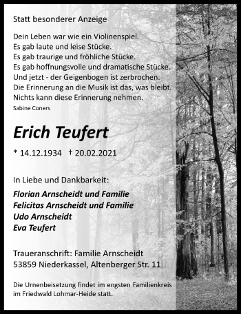 Anzeige von Eva Teufert von  Extra Blatt 