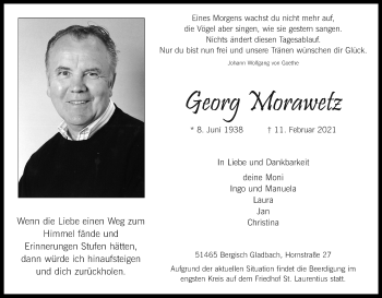 Anzeige von Georg Morawetz von Kölner Stadt-Anzeiger / Kölnische Rundschau / Express