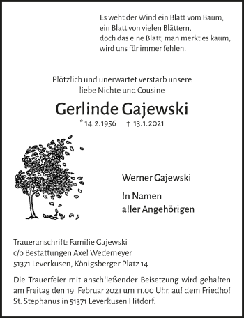 Anzeige von Gerlinde Gajewski von  Lokale Informationen 