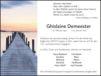 Anzeige von Ghislaine Demeester von  Blickpunkt Euskirchen 