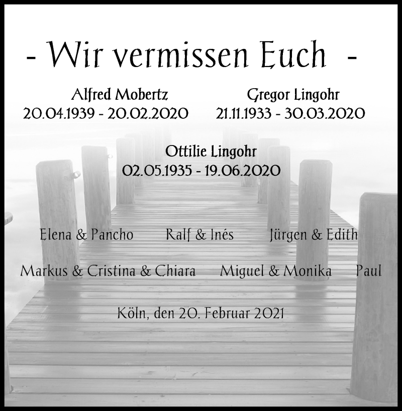  Traueranzeige für Gregor Lingohr vom 20.02.2021 aus Kölner Stadt-Anzeiger / Kölnische Rundschau / Express