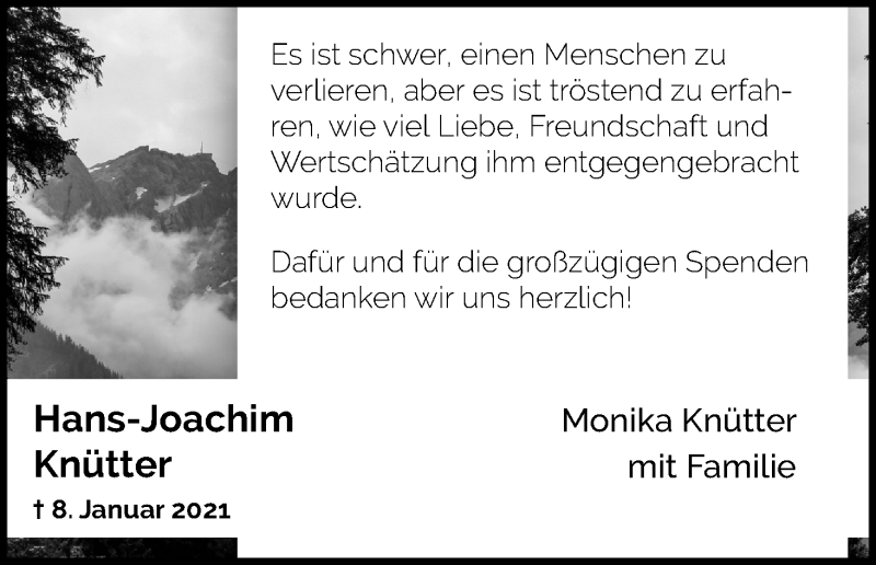  Traueranzeige für Hans-Joachim Knütter vom 13.02.2021 aus Kölner Stadt-Anzeiger / Kölnische Rundschau / Express