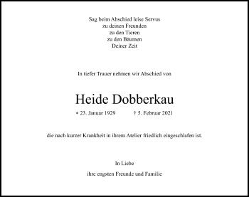 Anzeige von Heide Dobberkau von Kölner Stadt-Anzeiger / Kölnische Rundschau / Express