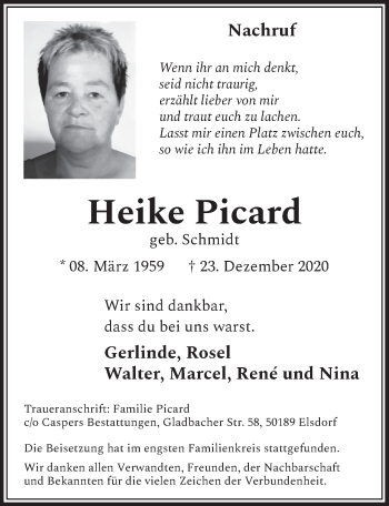 Anzeige von Heike Picard von  Werbepost 