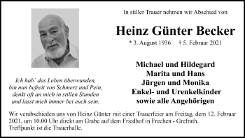 Anzeige von Heinz Günter Becker von Kölner Stadt-Anzeiger / Kölnische Rundschau / Express