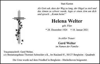 Anzeige von Helena Welter von  Werbepost 
