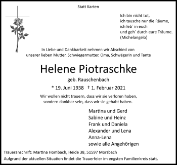 Anzeige von Helene Piotraschke von  Lokalanzeiger 
