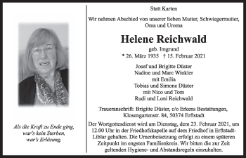 Anzeige von Helene Reichwald von  Werbepost 
