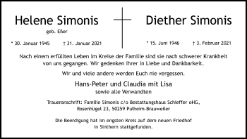 Anzeige von Helene Simonis von Kölner Stadt-Anzeiger / Kölnische Rundschau / Express