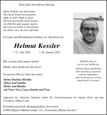 Anzeige von Helmut Kessler von  Blickpunkt Euskirchen 