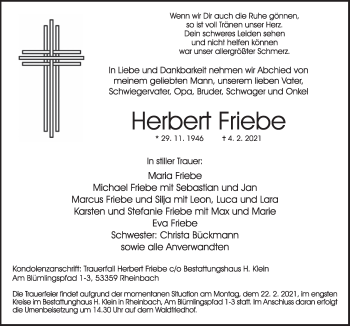 Anzeige von Herbert Friebe von  Schaufenster/Blickpunkt 