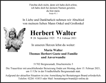 Anzeige von Herbert Walter von  Anzeigen Echo 