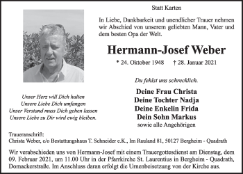 Anzeige von Hermann-Josef Weber von  Werbepost 