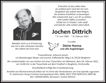Anzeige von Jochen Dittrich von  Werbepost 