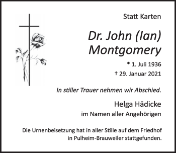 Anzeige von John Montgomery von  Wochenende 