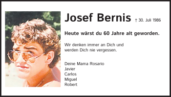 Anzeige von Josef Bernis von Kölner Stadt-Anzeiger / Kölnische Rundschau / Express