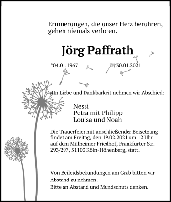 Anzeige von Jörg Paffrath von Kölner Stadt-Anzeiger / Kölnische Rundschau / Express
