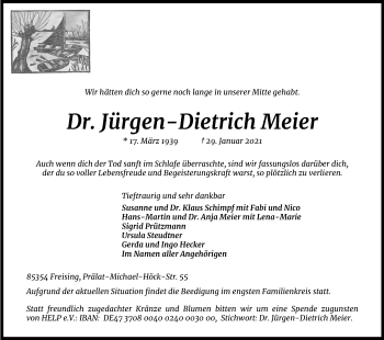 Anzeige von Jürgen-Dietrich Meier von Kölner Stadt-Anzeiger / Kölnische Rundschau / Express