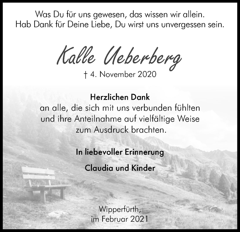  Traueranzeige für Kalle Ueberberg vom 23.02.2021 aus Kölner Stadt-Anzeiger / Kölnische Rundschau / Express