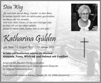 Anzeige von Katharina Gülden von  Blickpunkt Euskirchen 