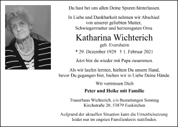 Anzeige von Katharina Wichterich von  Blickpunkt Euskirchen 
