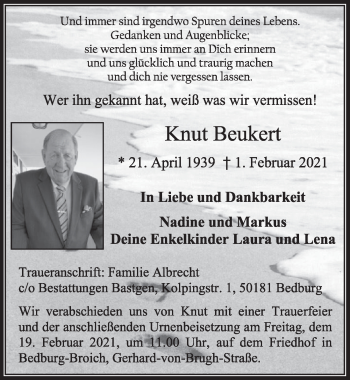 Anzeige von Knut Beukert von  Werbepost 