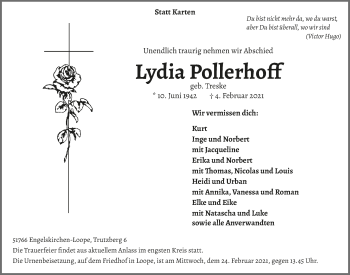 Anzeige von Lydia Pollerhoff von  Anzeigen Echo 